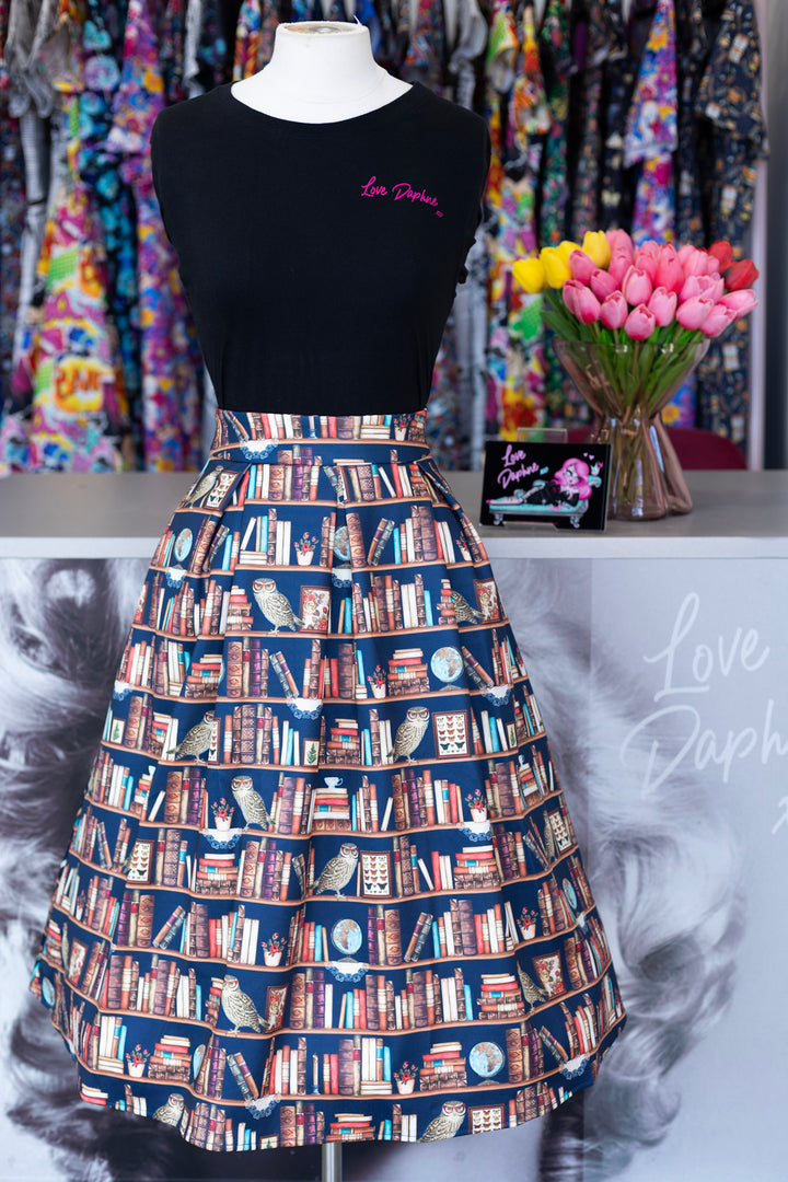 Aisley Book & Owl Midi Skirt