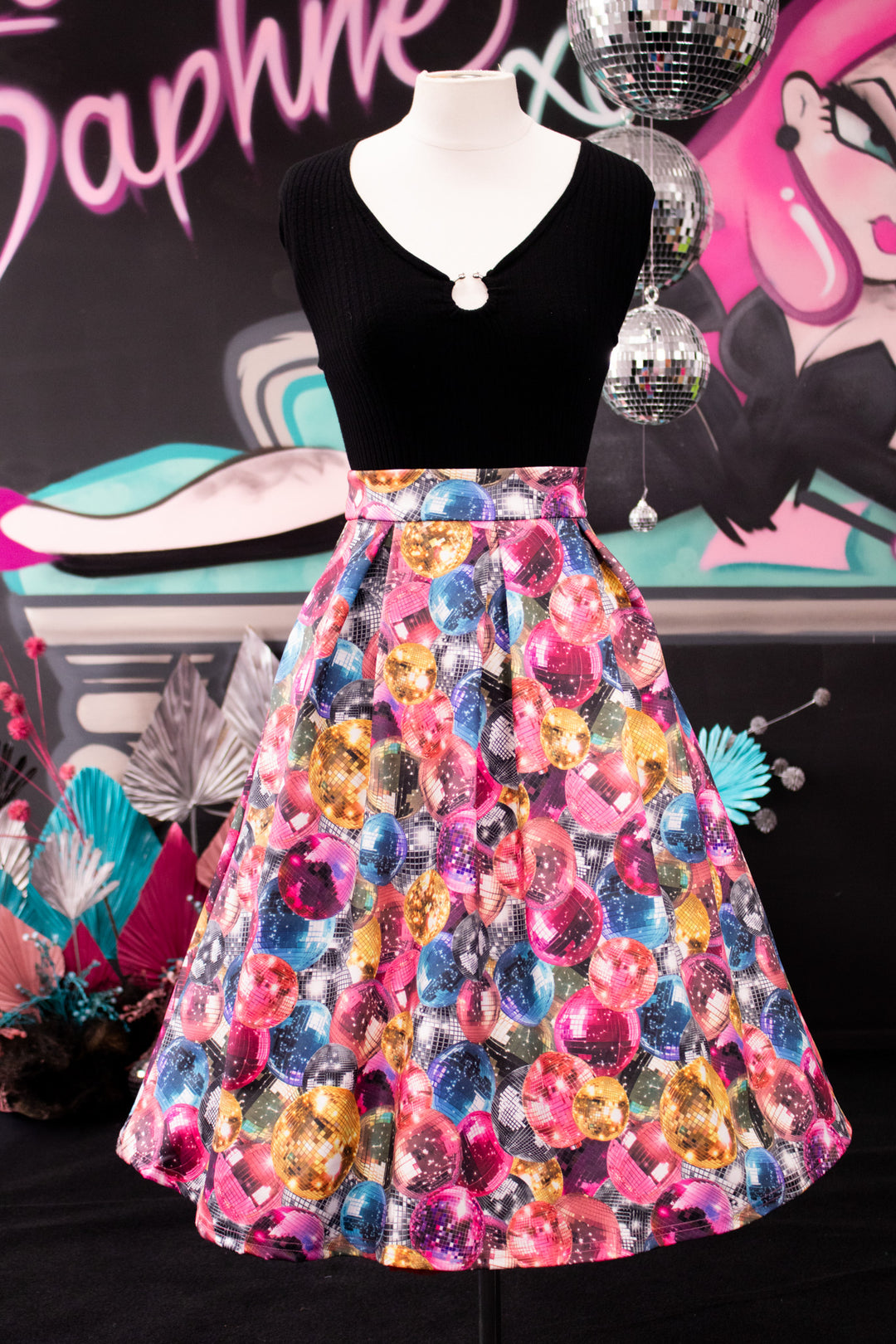 Aisley Disco Ball Pleated Midi Skirt
