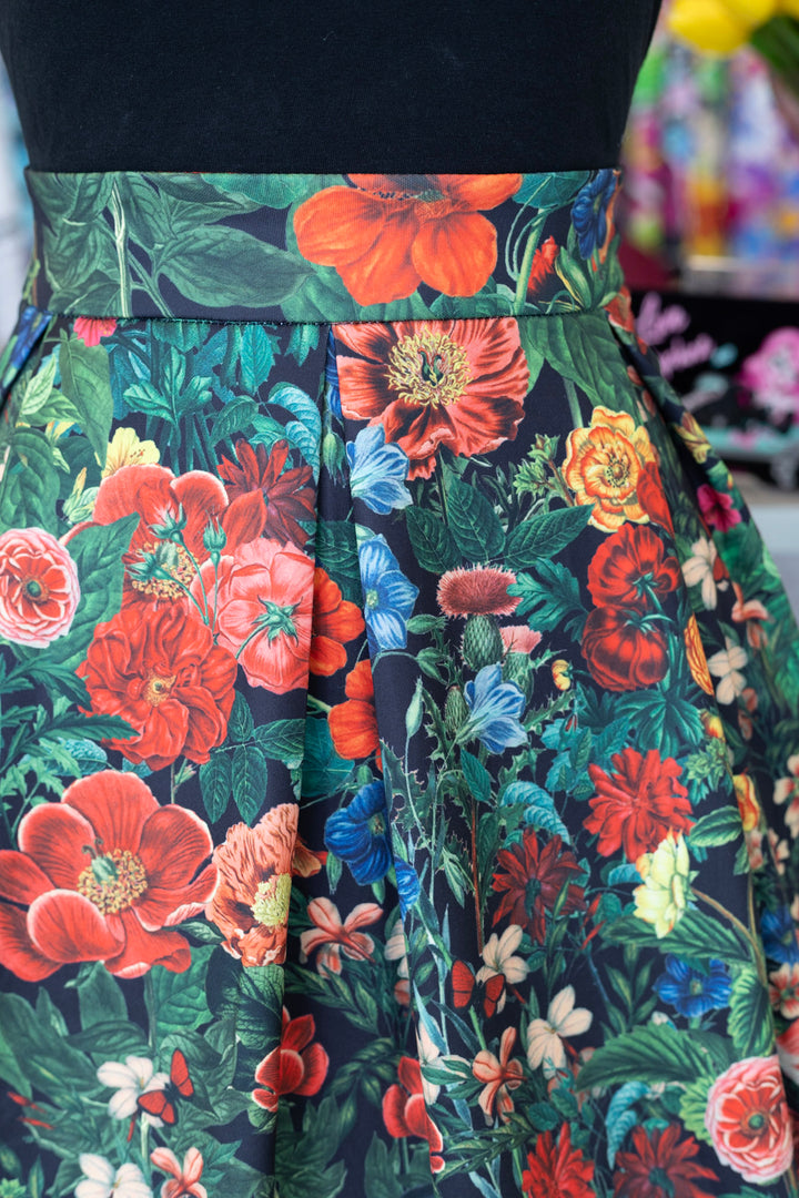 PREORDER - Aisley Floral Forest & Fox Pleated Midi Skirt - Expected dispatch 1st of September