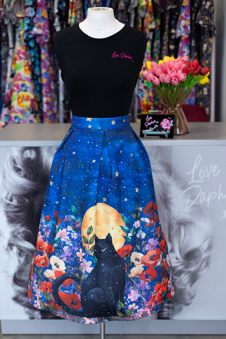 Aisley Midnight Garden Pleated Midi Skirt