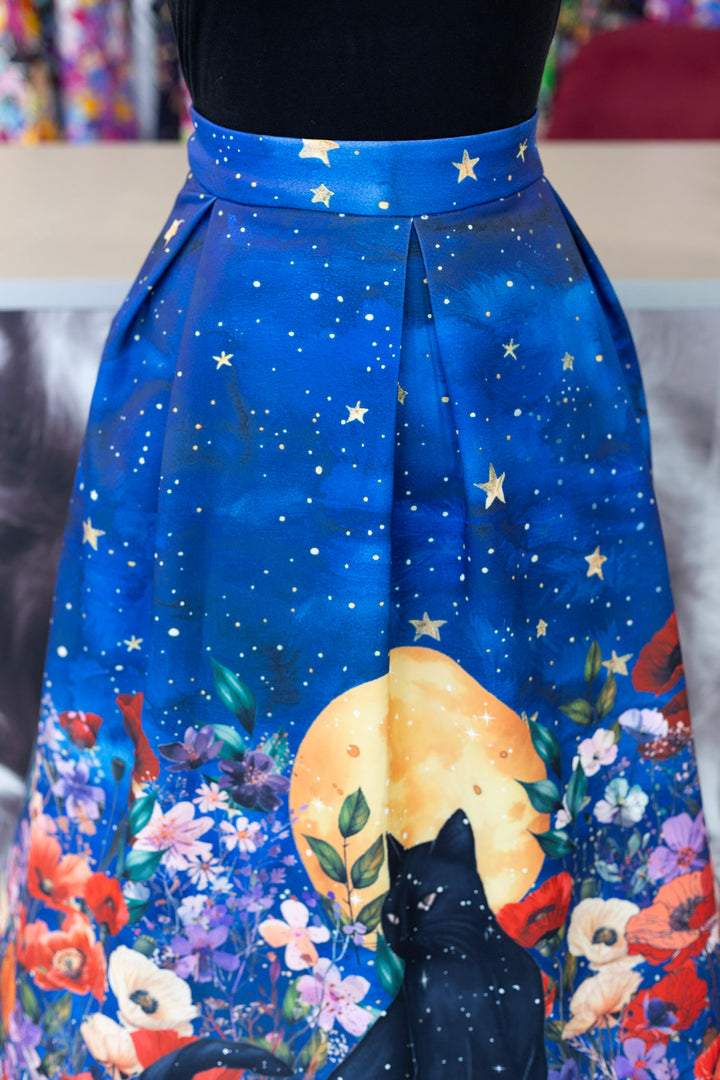 Aisley Midnight Garden Pleated Midi Skirt