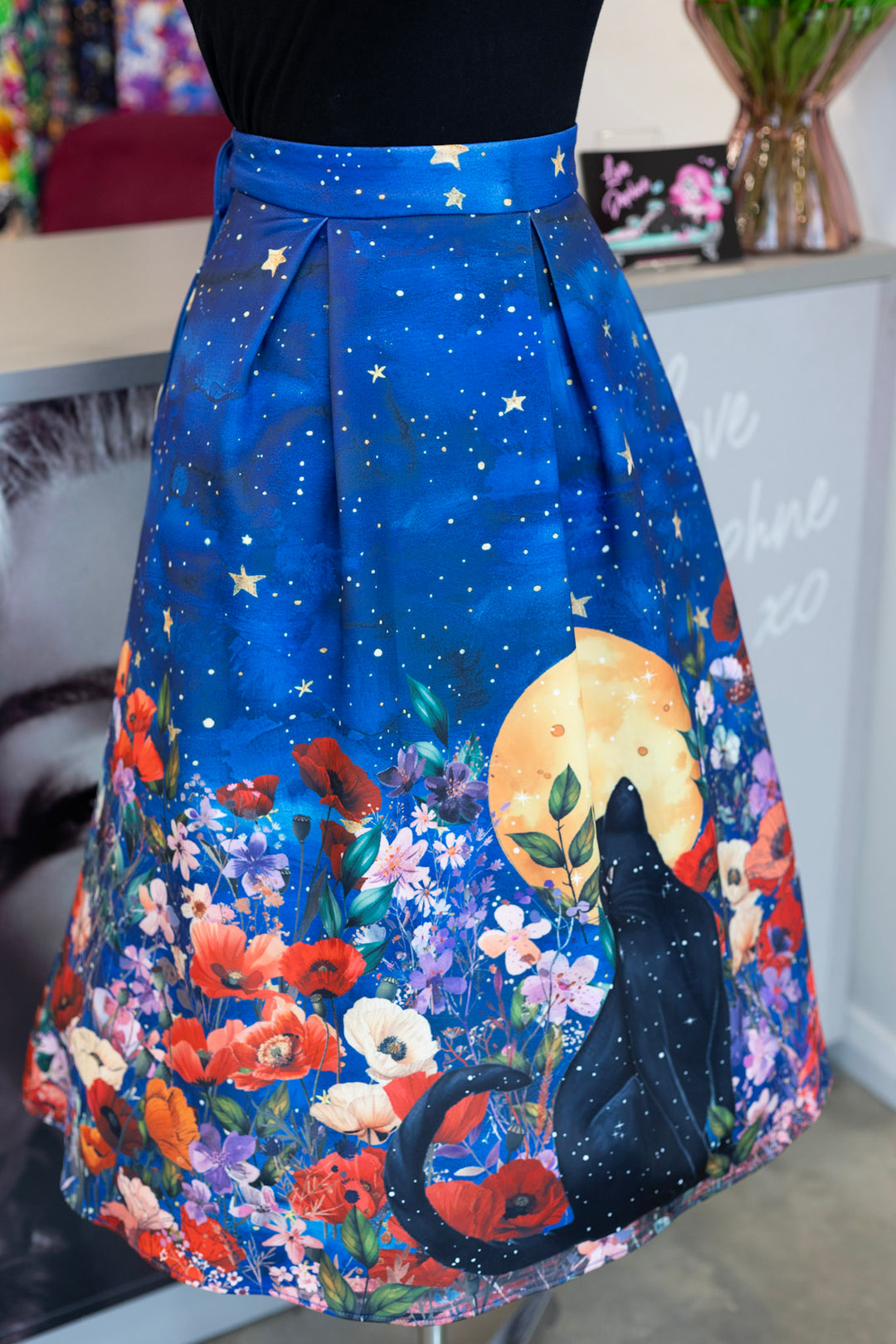 Aisley Midnight Garden Pleated Midi Skirt