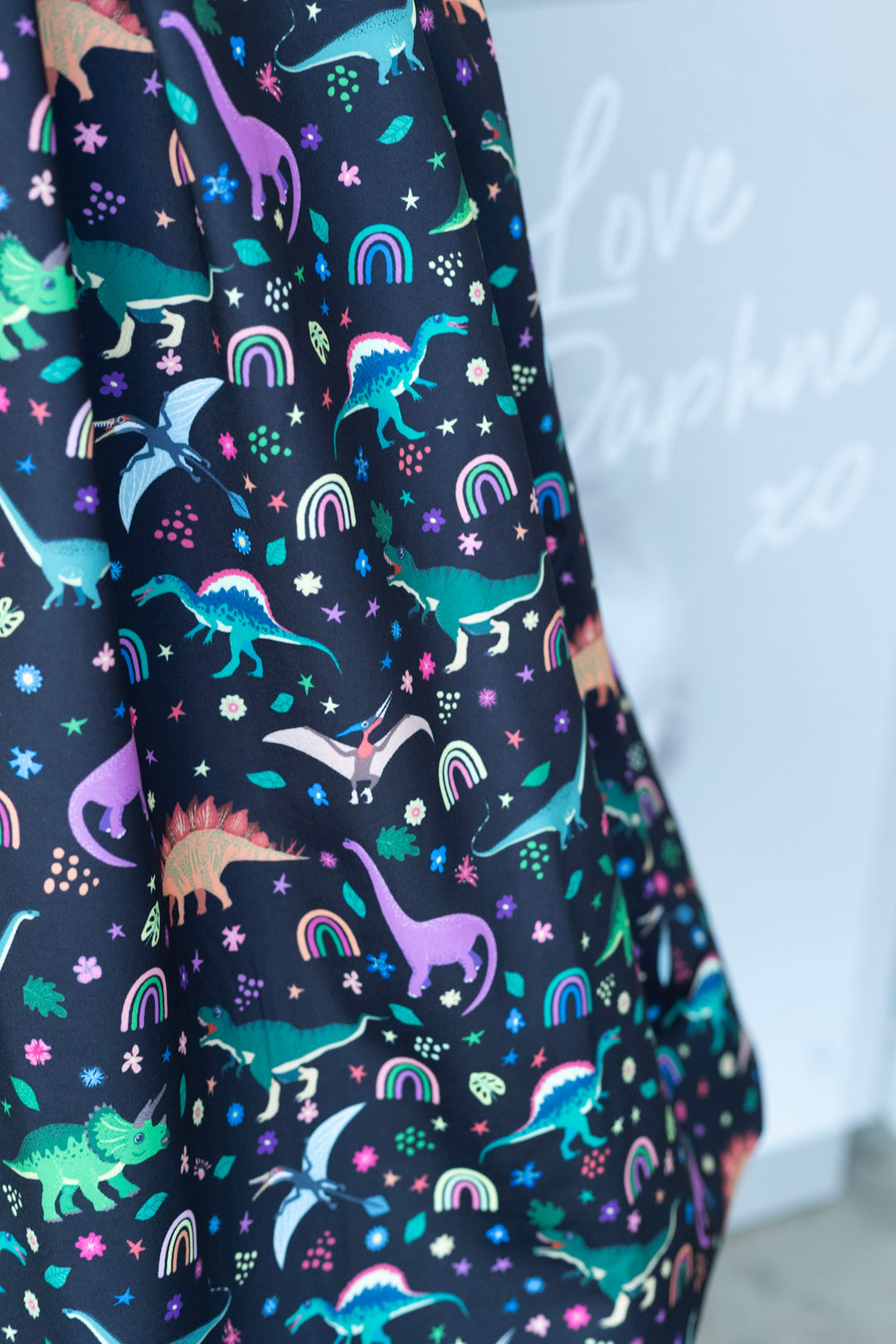 Aisley Rainbow Dinosaur Pleated Midi Skirt