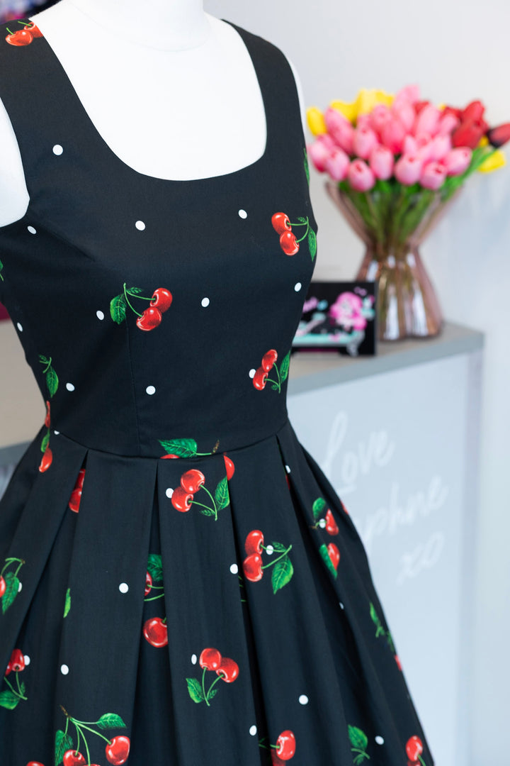 PRE-ORDER - Amanda Black Cherry Dress - Expected dispatch 7th of July
