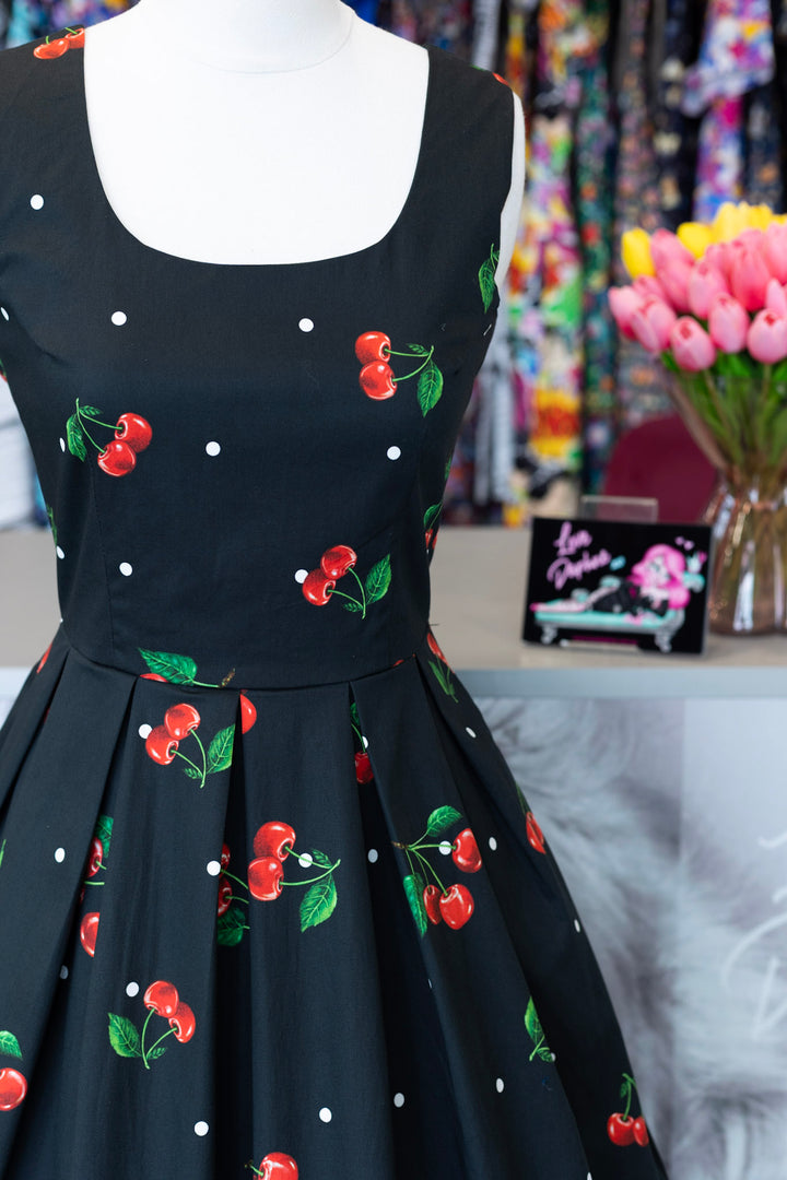 PRE-ORDER - Amanda Black Cherry Dress - Expected dispatch 7th of July
