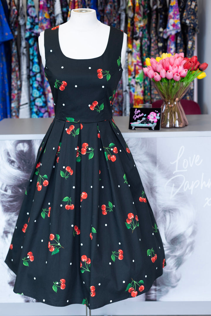 PRE-ORDER - Amanda Black Cherry Dress - Expected dispatch 7th of July