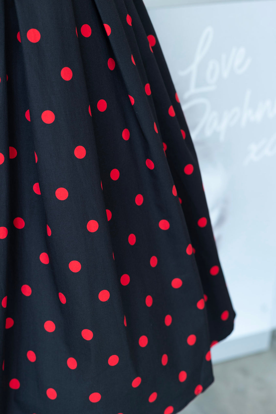 PRE-ORDER - Amanda Black & Red Polka Dot Swing Dress - Expected dispatch 7th of July