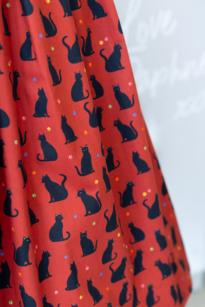 Amanda Burgundy Cat Dress