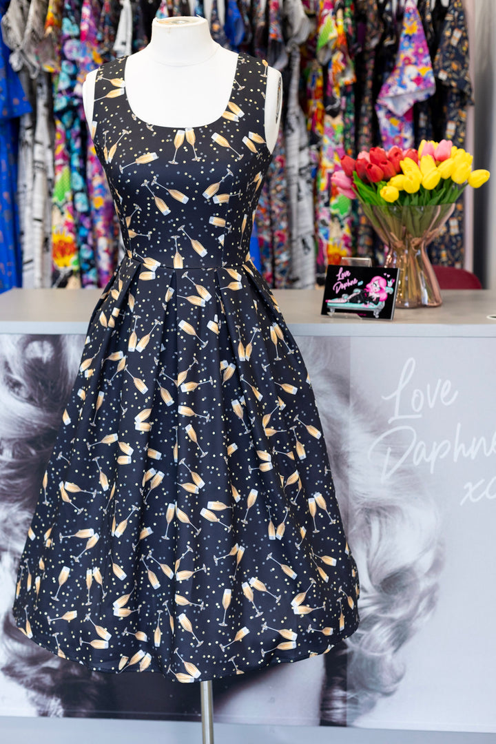PREORDER - Amanda Black Champagne Dress - Sizes XS, Medium and Large on preorder for dispatch 1st of July