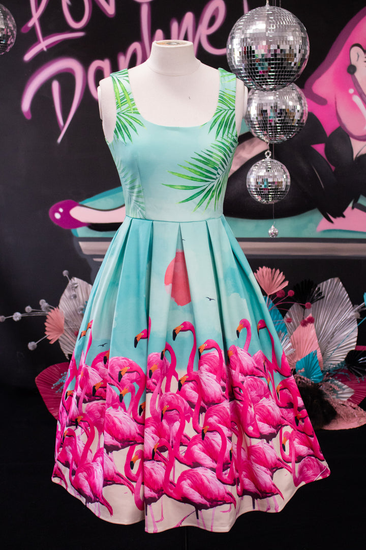 Amanda Flamingo Swing Dress - Preorder for dispatch 16th of September