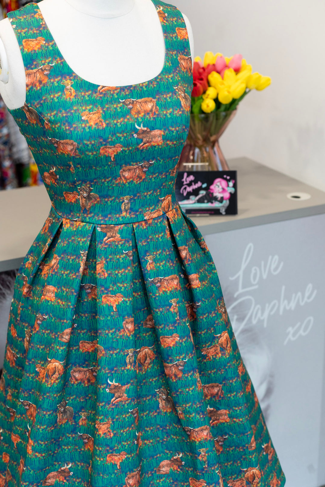 Amanda Green Highland Cattle Dress