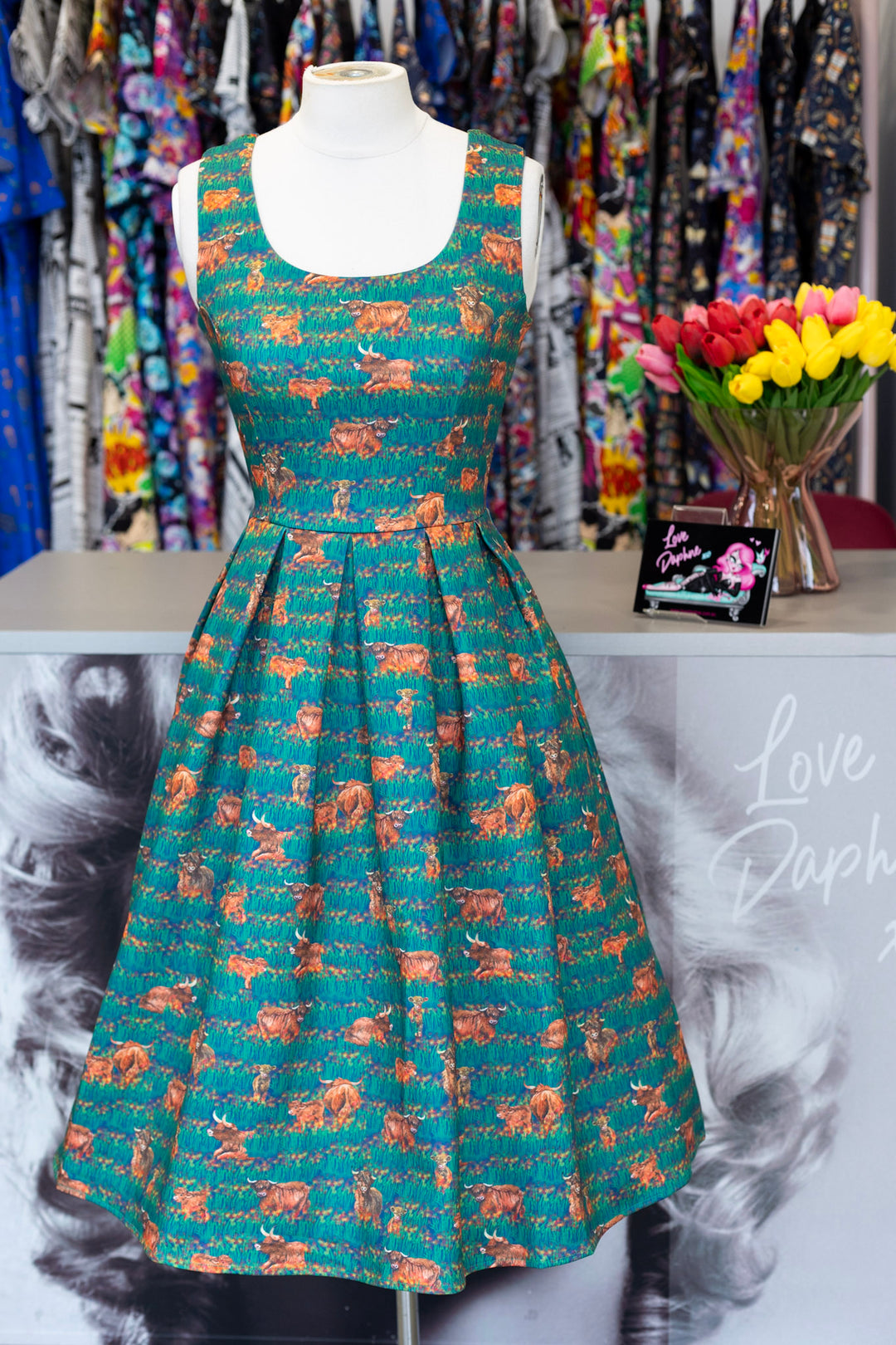 Amanda Green Highland Cattle Dress