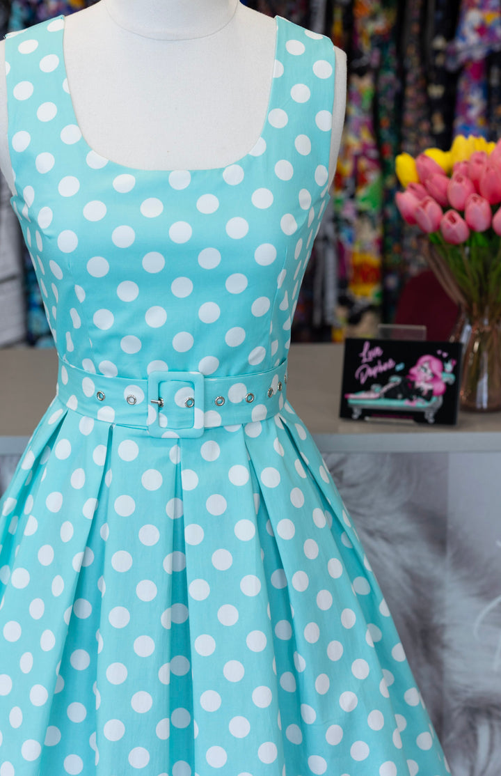 PRE-ORDER - Amanda Mint Polka Dot Swing Dress - Expected dispatch 7th of July