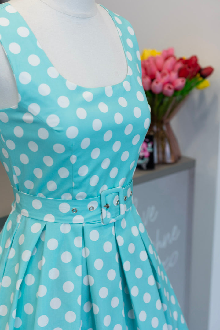 PRE-ORDER - Amanda Mint Polka Dot Swing Dress - Expected dispatch 7th of July