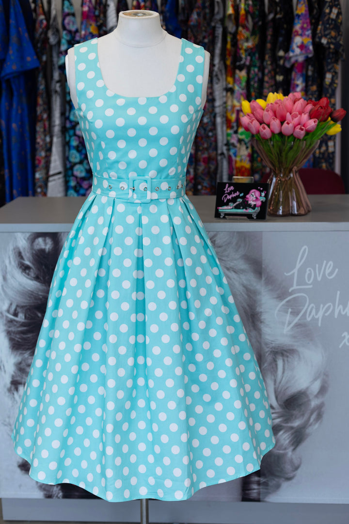 PRE-ORDER - Amanda Mint Polka Dot Swing Dress - Expected dispatch 7th of July