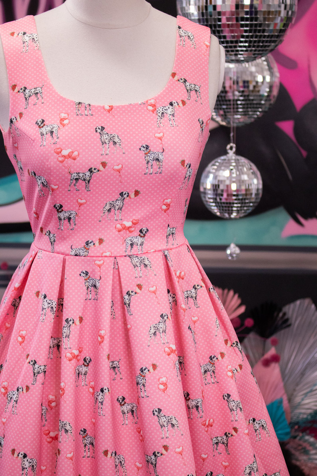 Amanda Pink Dalmation Swing Dress - Preorder for dispatch 16th September
