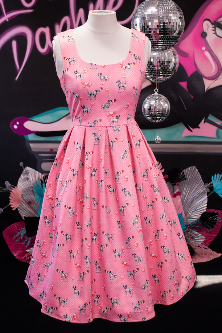 Amanda Pink Dalmation Swing Dress - Preorder for dispatch 16th September