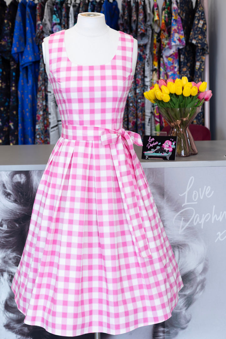 Amanda Pink Gingham Swing Dress