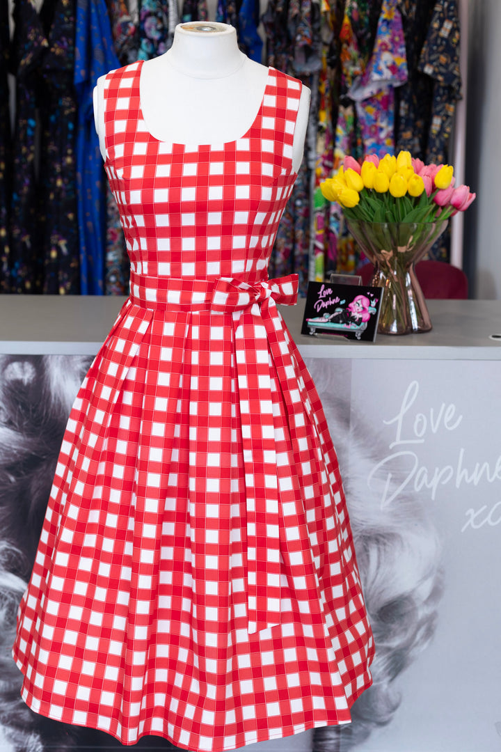 Amanda Red Gingham Swing Dress