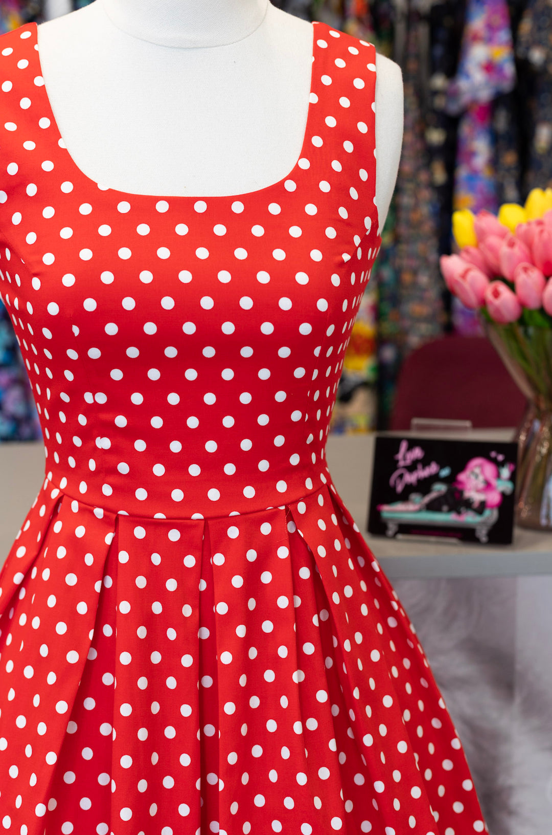 PRE-ORDER - Amanda Red Polka Dot Swing Dress - Expected dispatch 7th of July