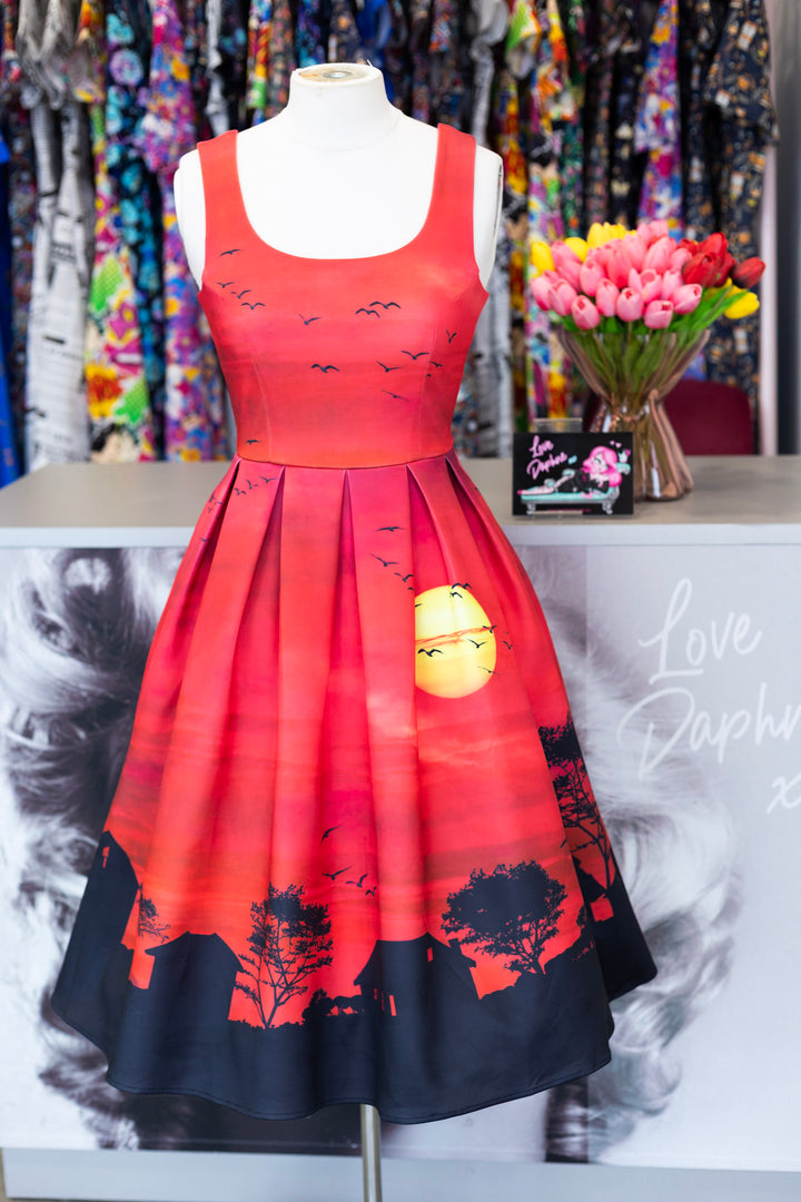 PREORDER - Amanda Red Sunset Dress - Expected dispatch date 24th of June