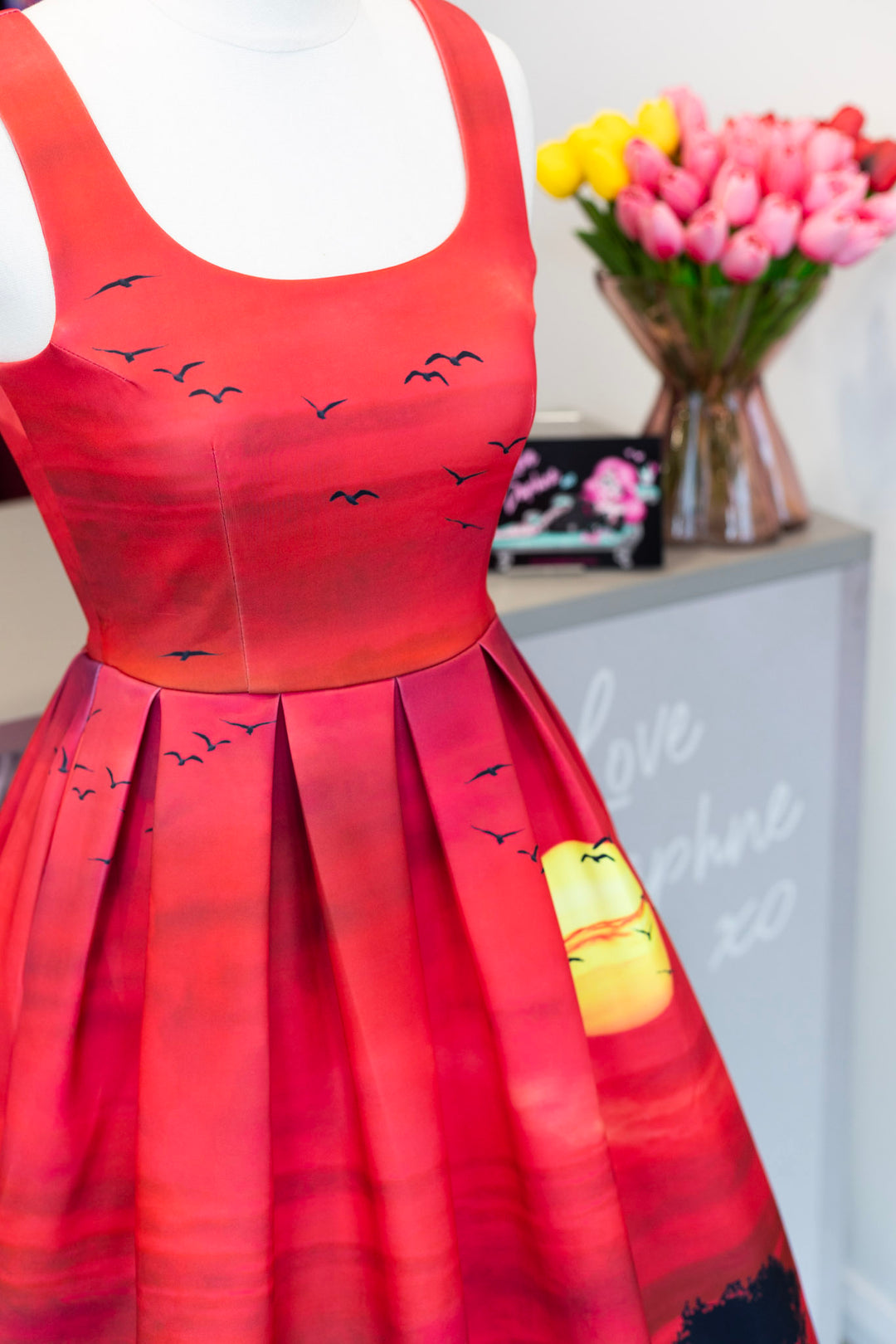 PREORDER - Amanda Red Sunset Dress - Expected dispatch date 24th of June