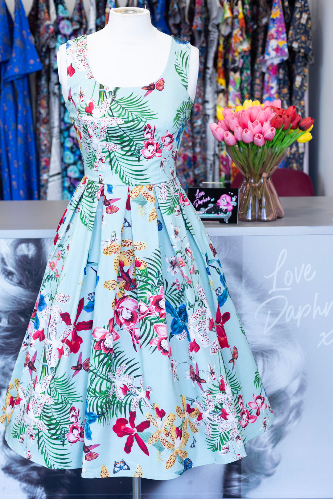 Amanda Vintage Inspired Botanical Dress