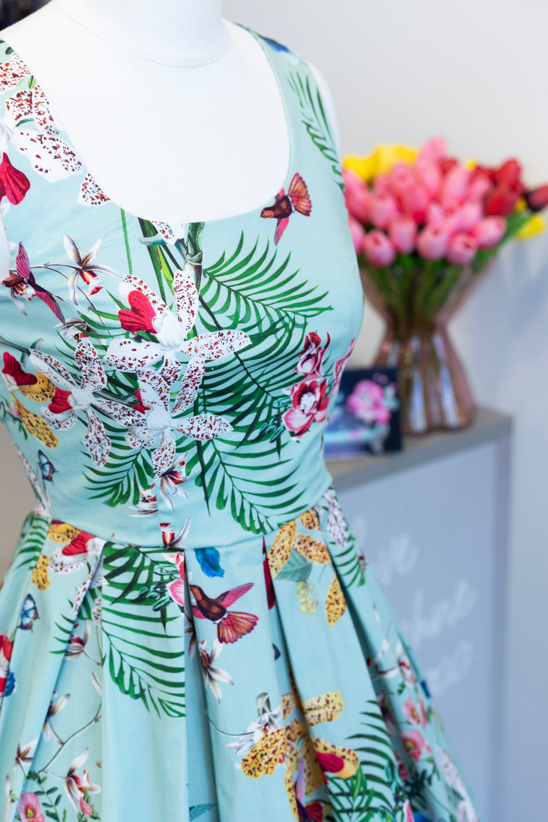 Amanda Vintage Inspired Botanical Dress