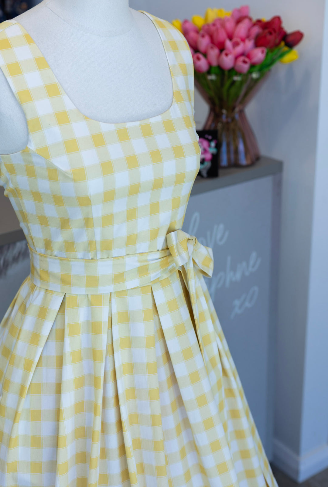 PRE-ORDER - Amanda Yellow Gingham Swing Dress - Expected dispatch 7th of July