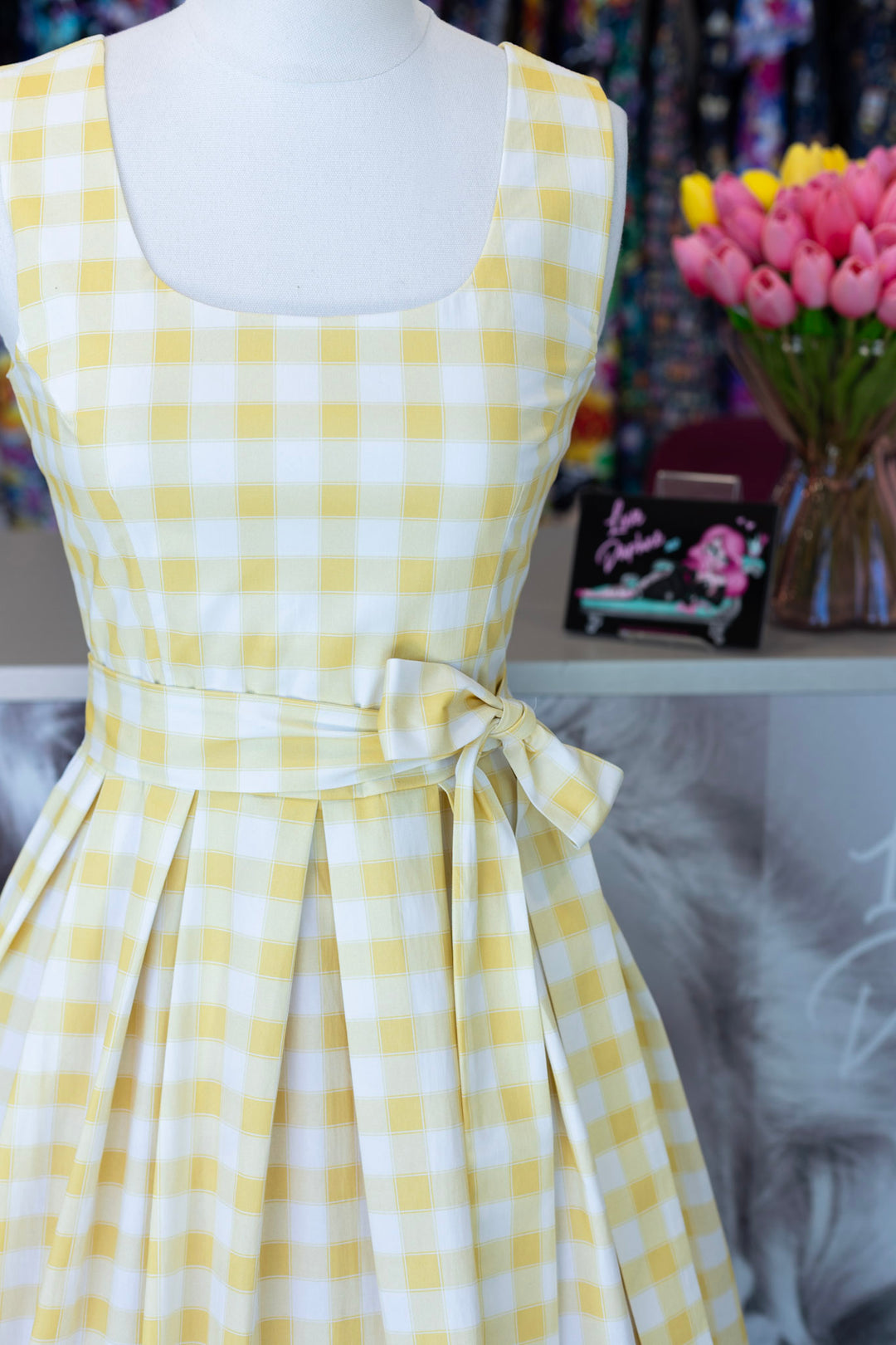 PRE-ORDER - Amanda Yellow Gingham Swing Dress - Expected dispatch 7th of July