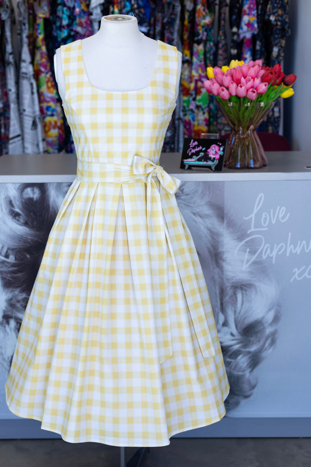 PRE-ORDER - Amanda Yellow Gingham Swing Dress - Expected dispatch 7th of July