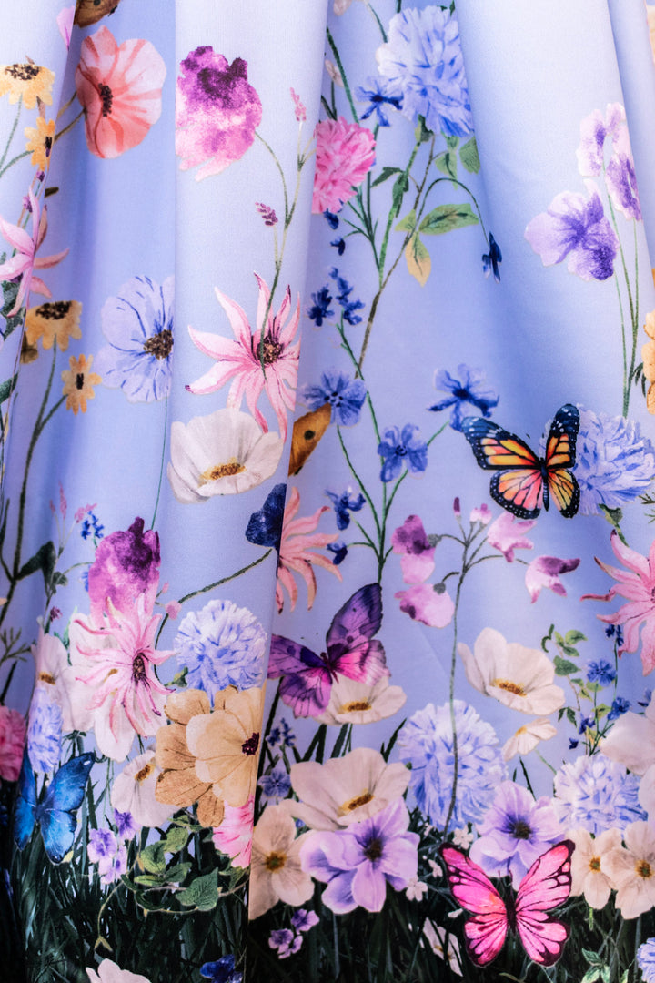 PREORDER - Amanda Blue Butterfly Field Dress - Expected dispatch date 3rd of June