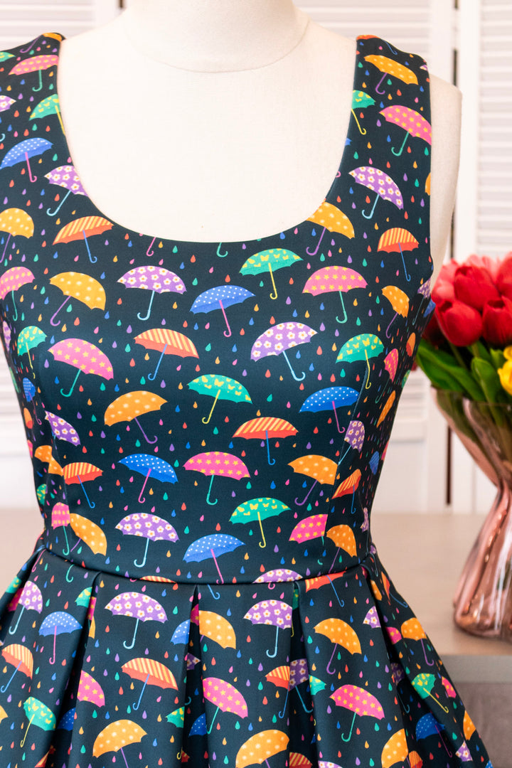 Amanda Dark Blue Umbrella Dress