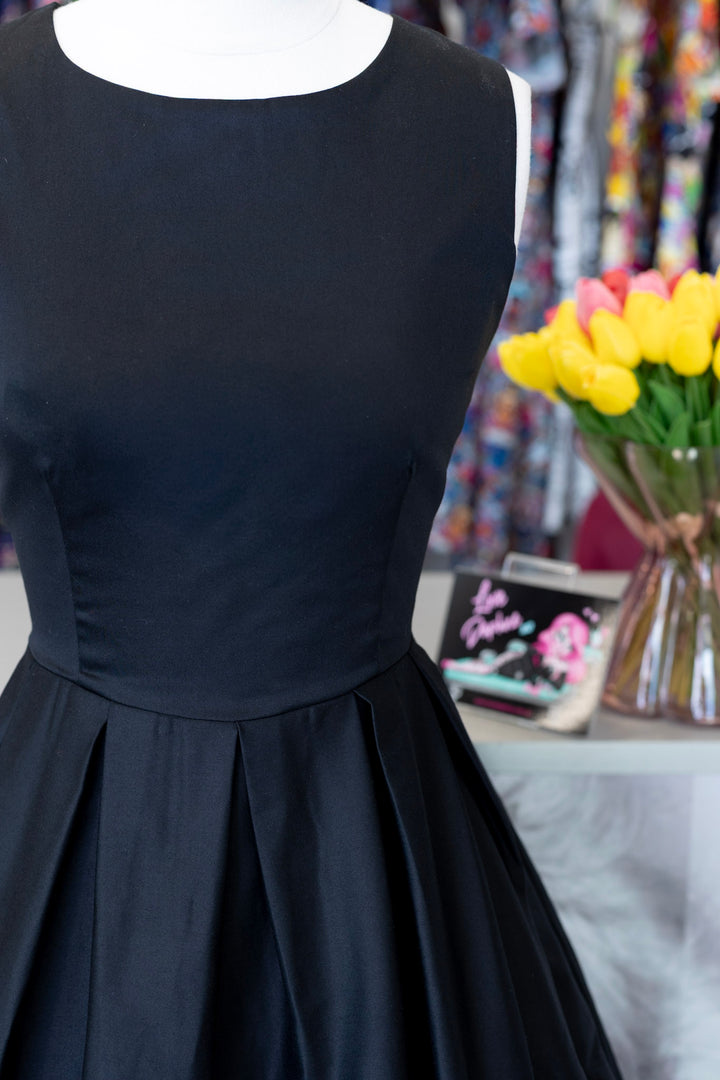 Annie Retro Black and Red Embroidered Swing Dress