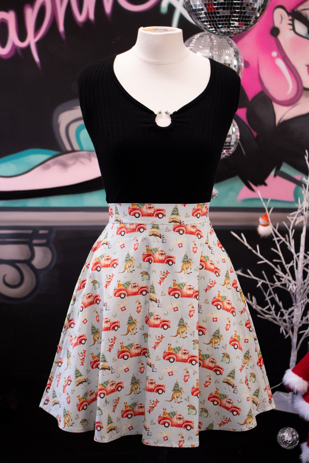 INSTOCK - Nellie Skater Skirt - Aussie Christmas