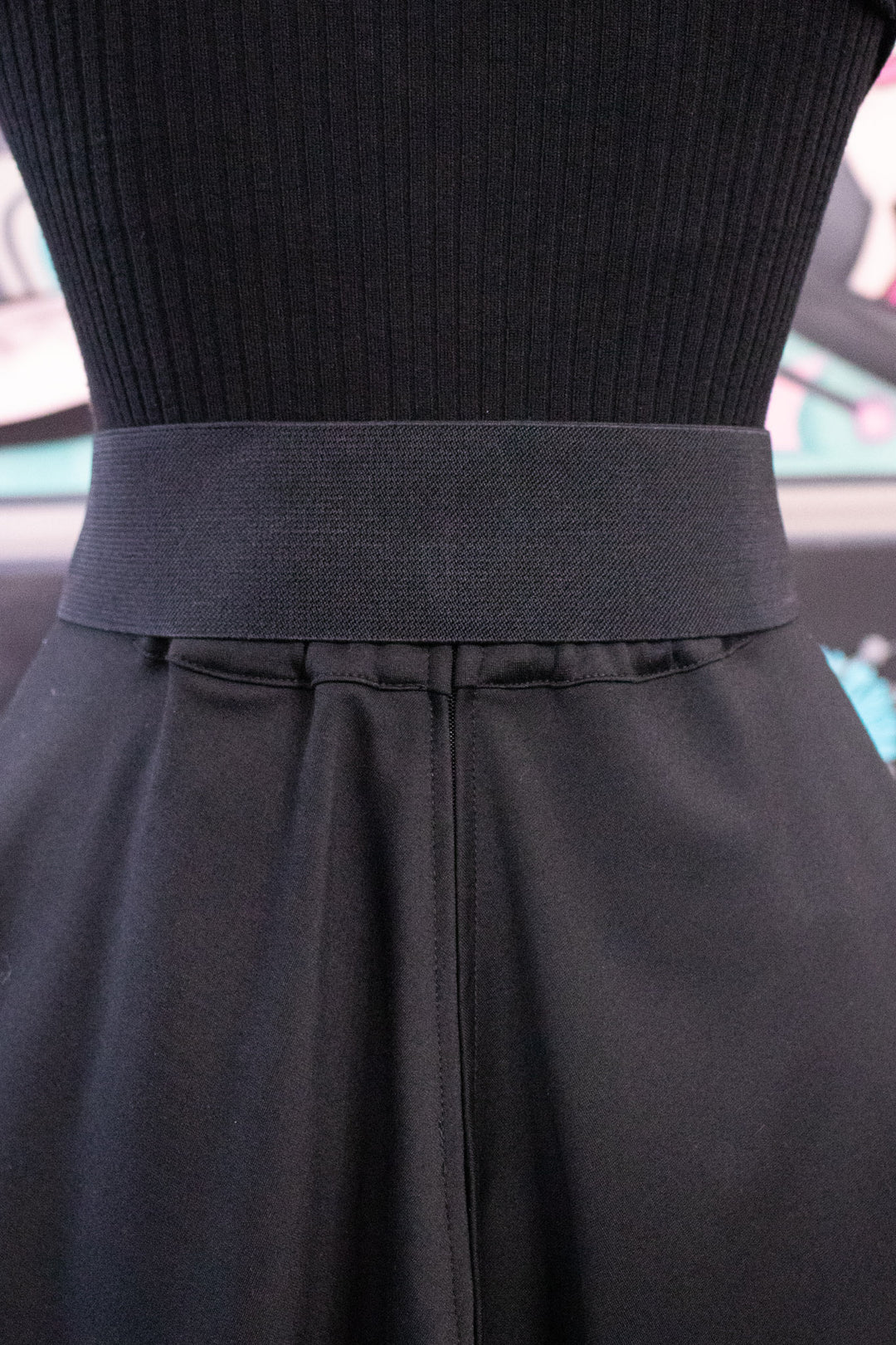 Faux Leather Elastic Belt - Black