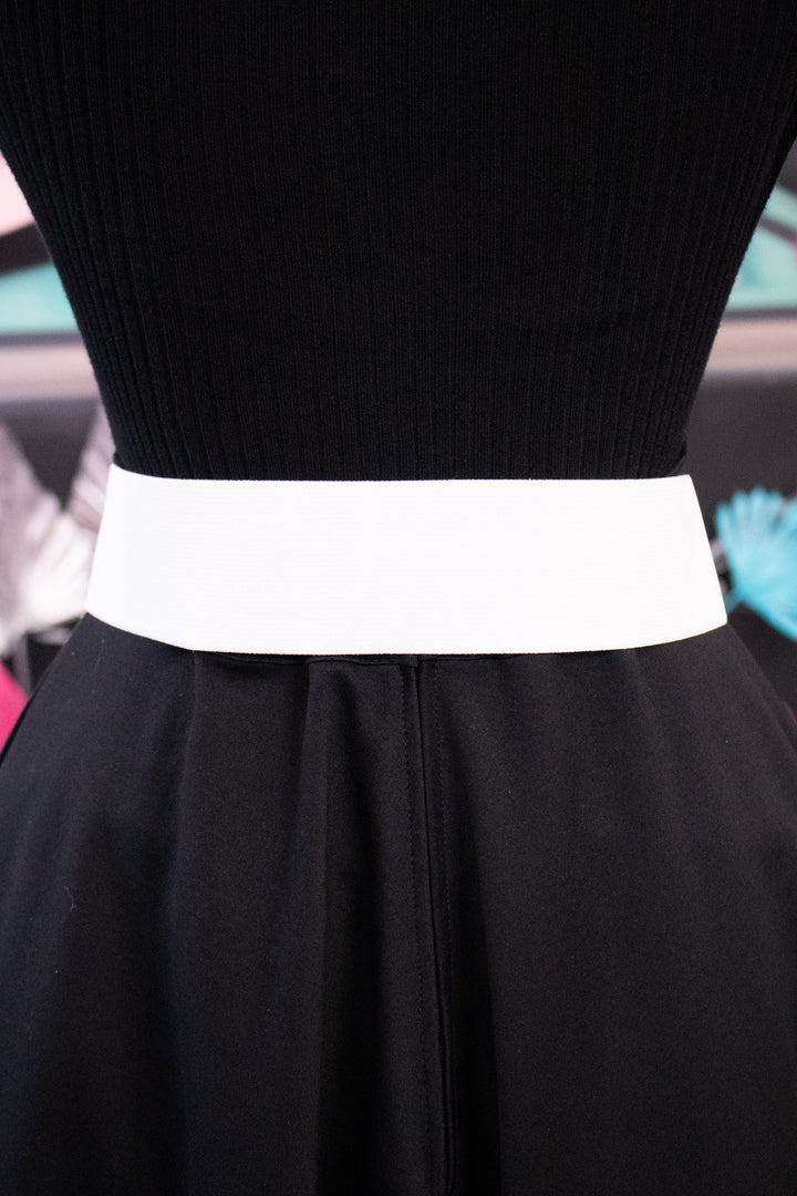 Rhinestone Bow Belt - White