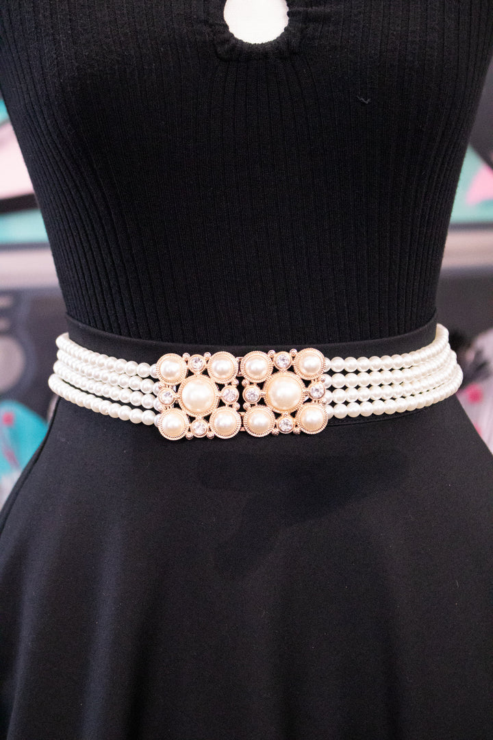 Faux Pearl Elastic Belt
