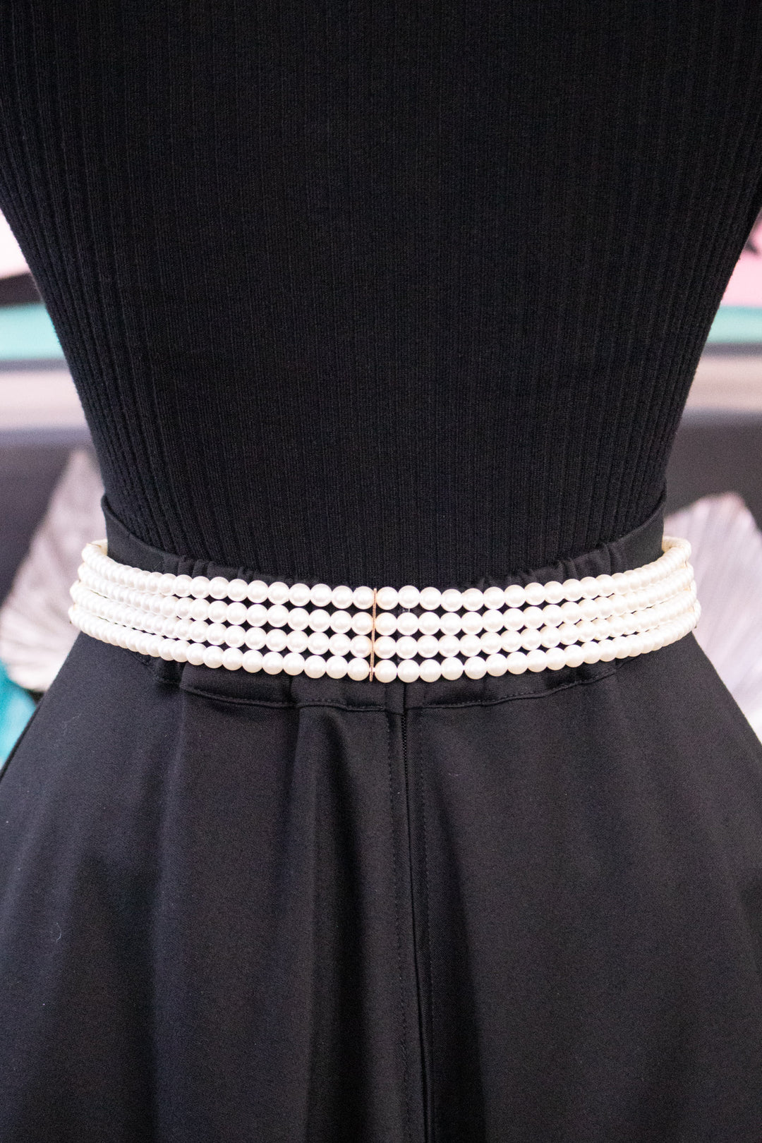 Faux Pearl Elastic Belt