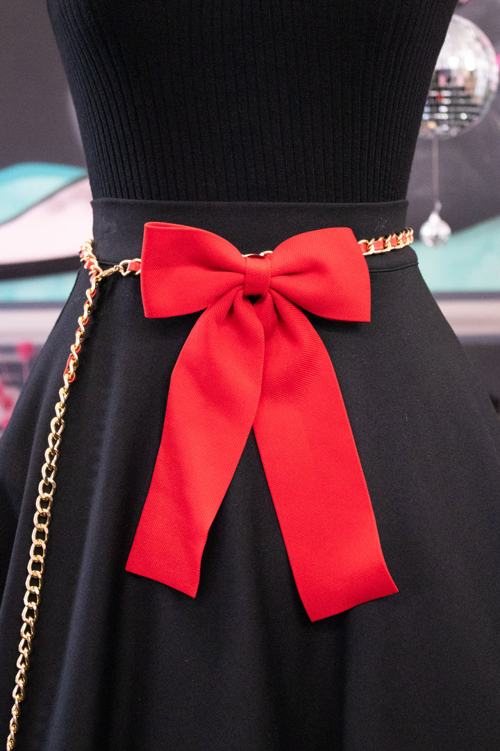 Ribbon Chain Belt - Red