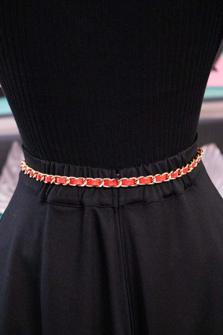 Ribbon Chain Belt - Red