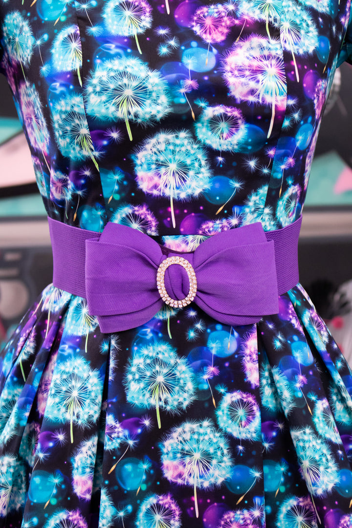 Rhinestone Bow Belt - Purple