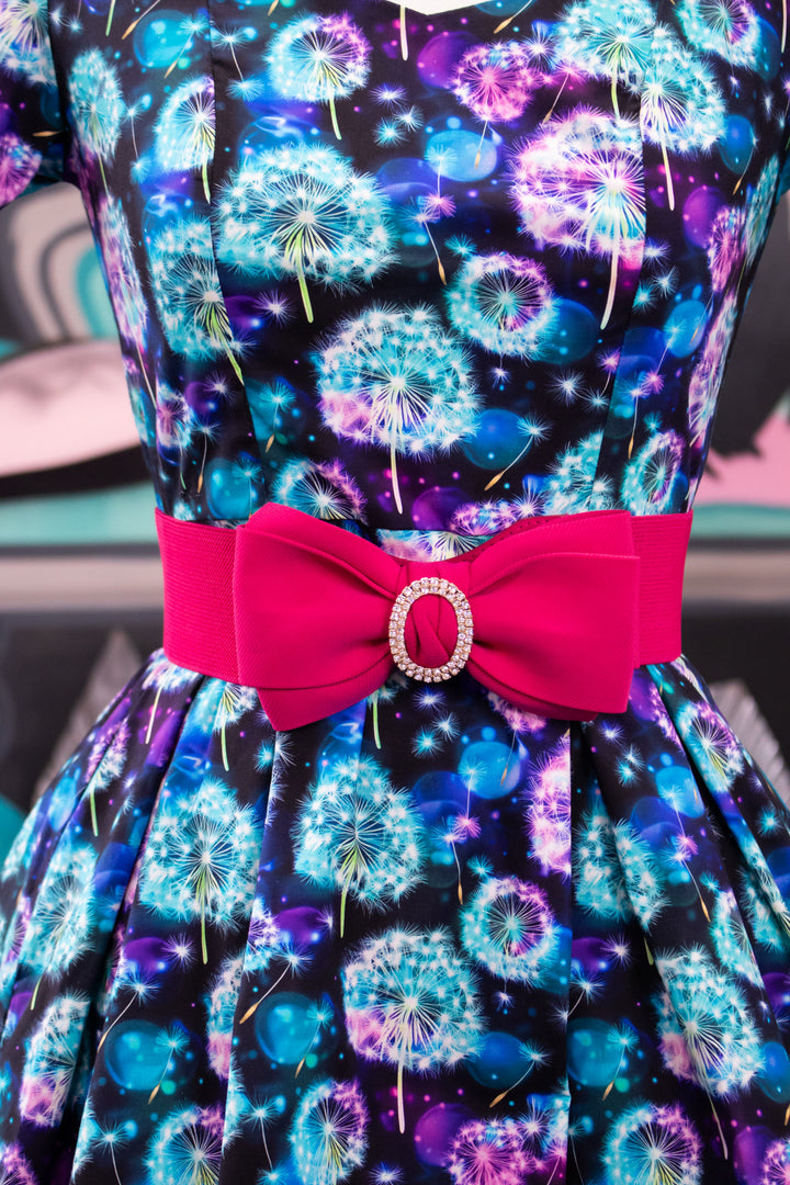 Rhinestone Bow Belt - Fuschia