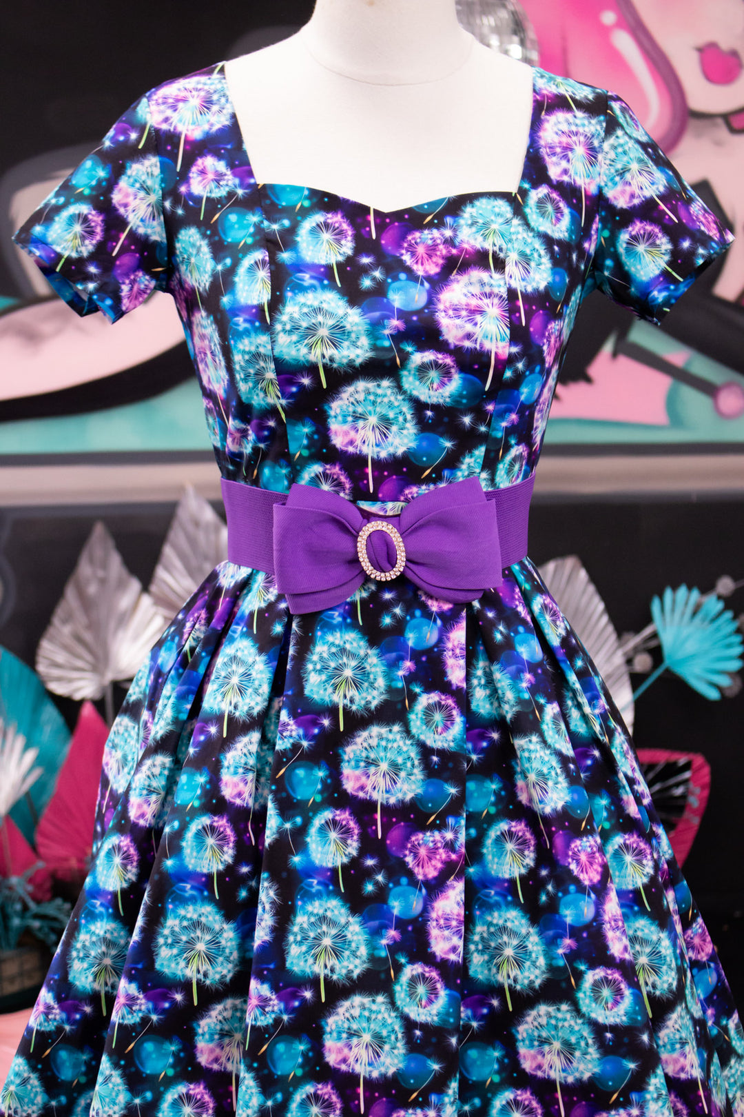 Rhinestone Bow Belt - Purple