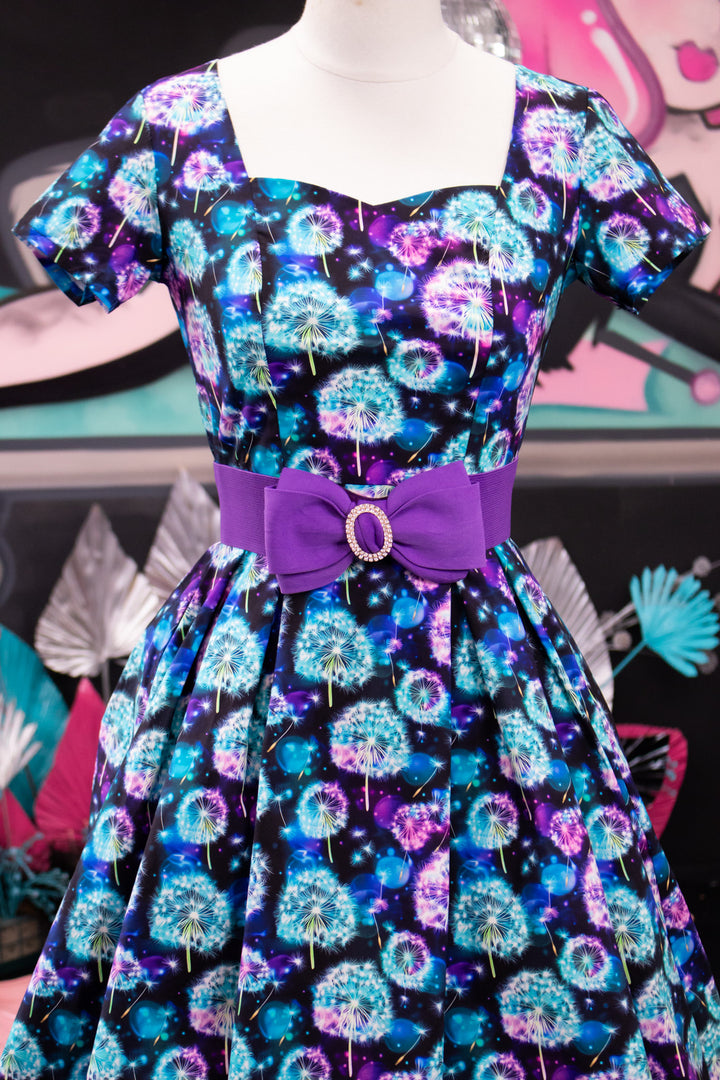 Rhinestone Bow Belt - Purple