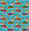 Peggy Swing Dress in Blue Christmas Corgi's - Preorder for dispatch 29th November