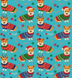 Peggy Swing Dress in Blue Christmas Corgi's - Preorder for dispatch 29th November