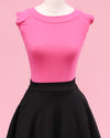 Retro Boat Neck Top in Hot Pink