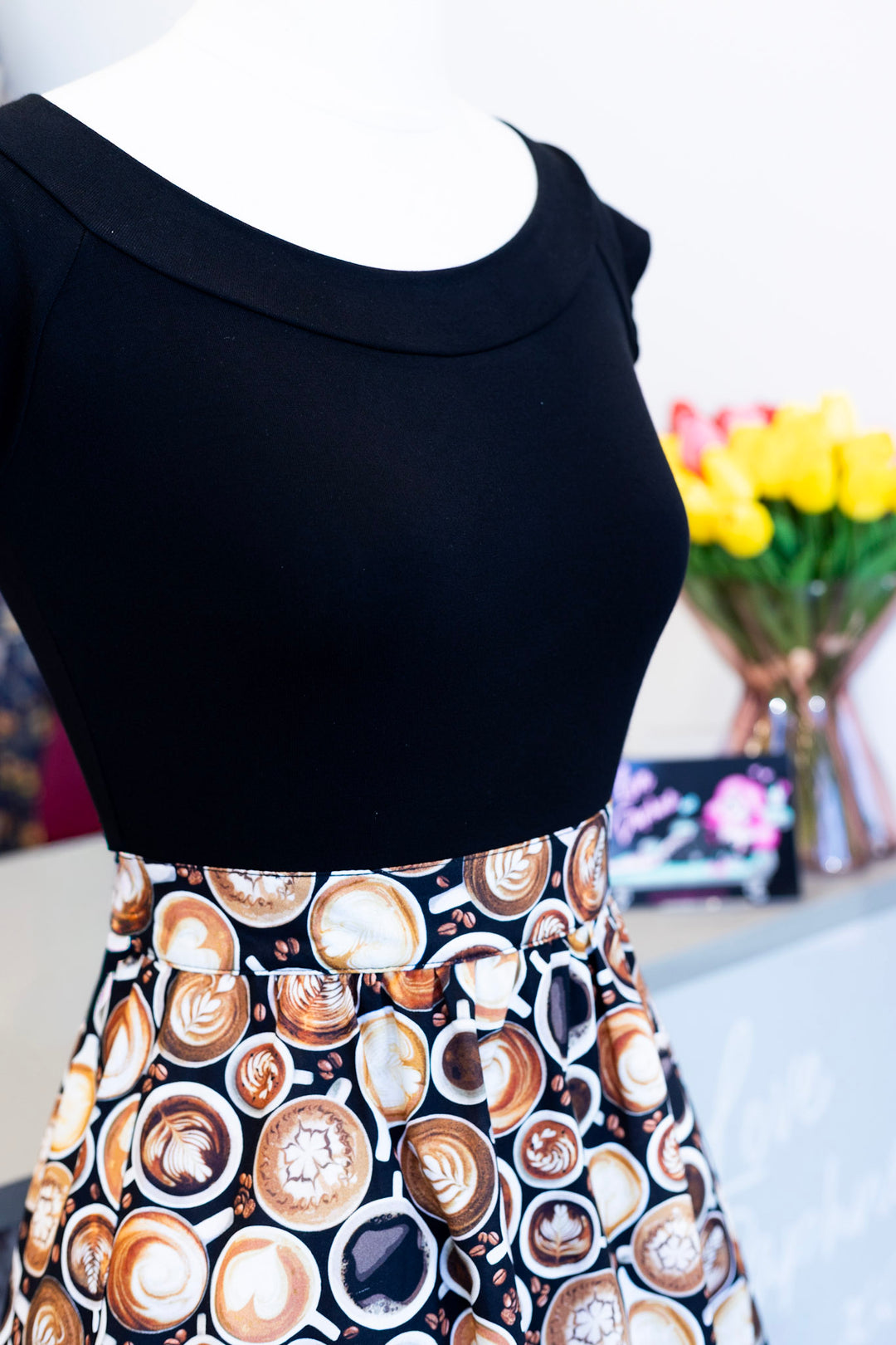 PREORDER - Retro Boat Neck Top in Black - Expected dispatch 9th of November