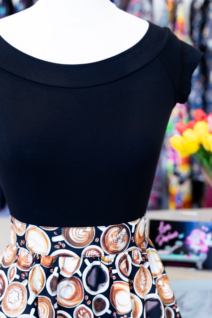 PREORDER - Retro Boat Neck Top in Black - Expected dispatch 9th of November